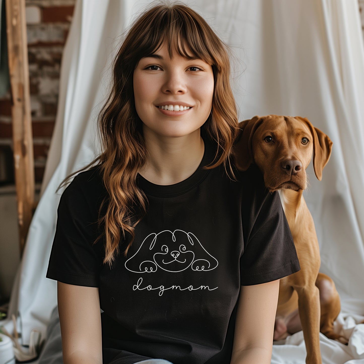 Dog Mom Cotton T-shirt (Black)