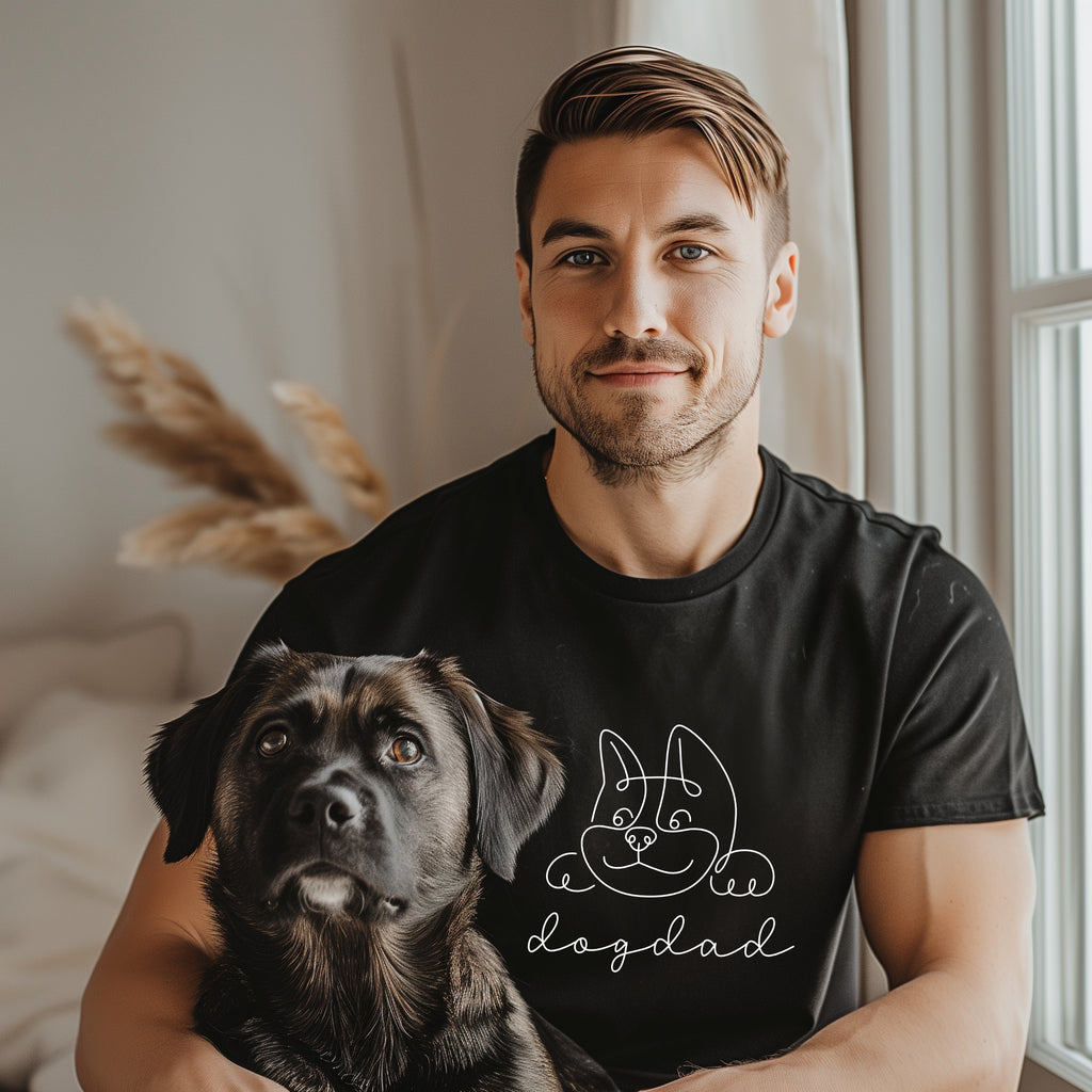 Dog Dad Cotton T-shirt  (Black)