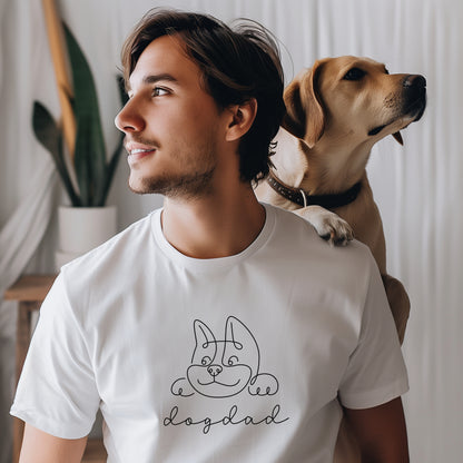 Dog Dad Cotton T-shirt  (White)