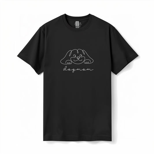 Dog Mom Cotton T-shirt  (Black)