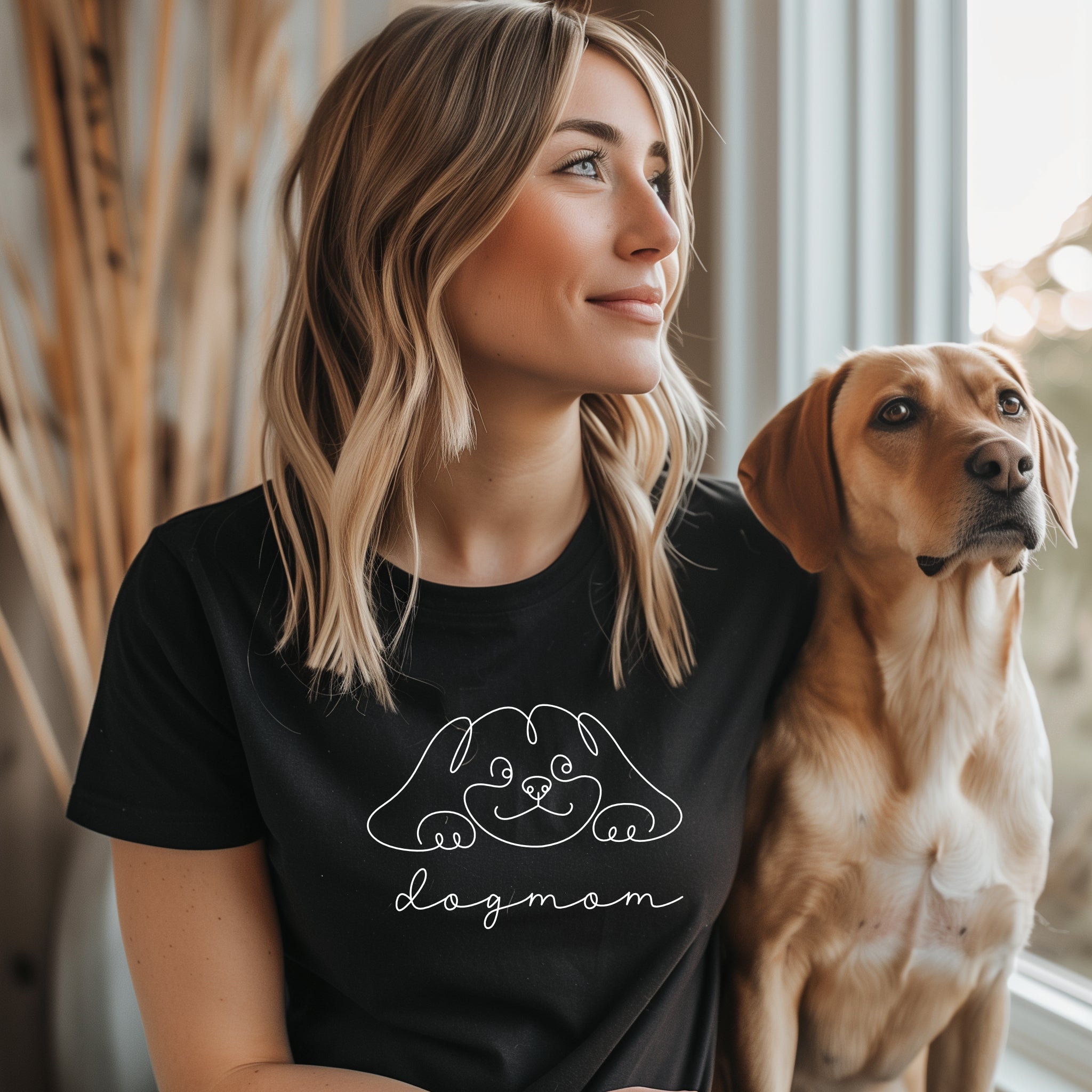 Dog Mom Cotton T-shirt  (Black)