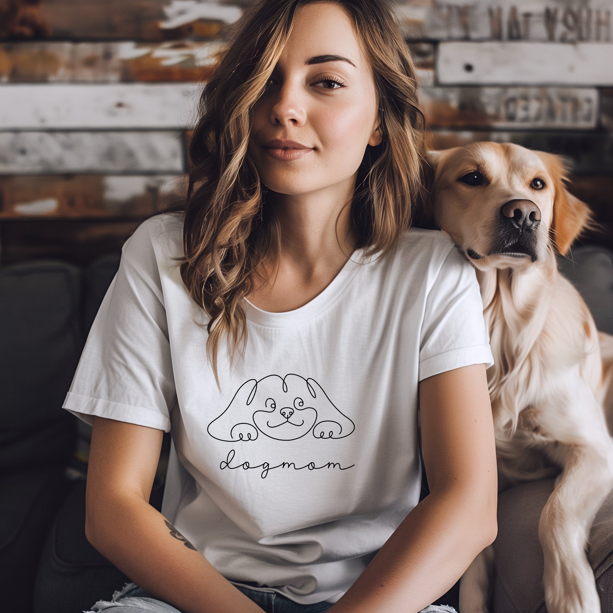 Dog Mom Cotton T-shirt (White)