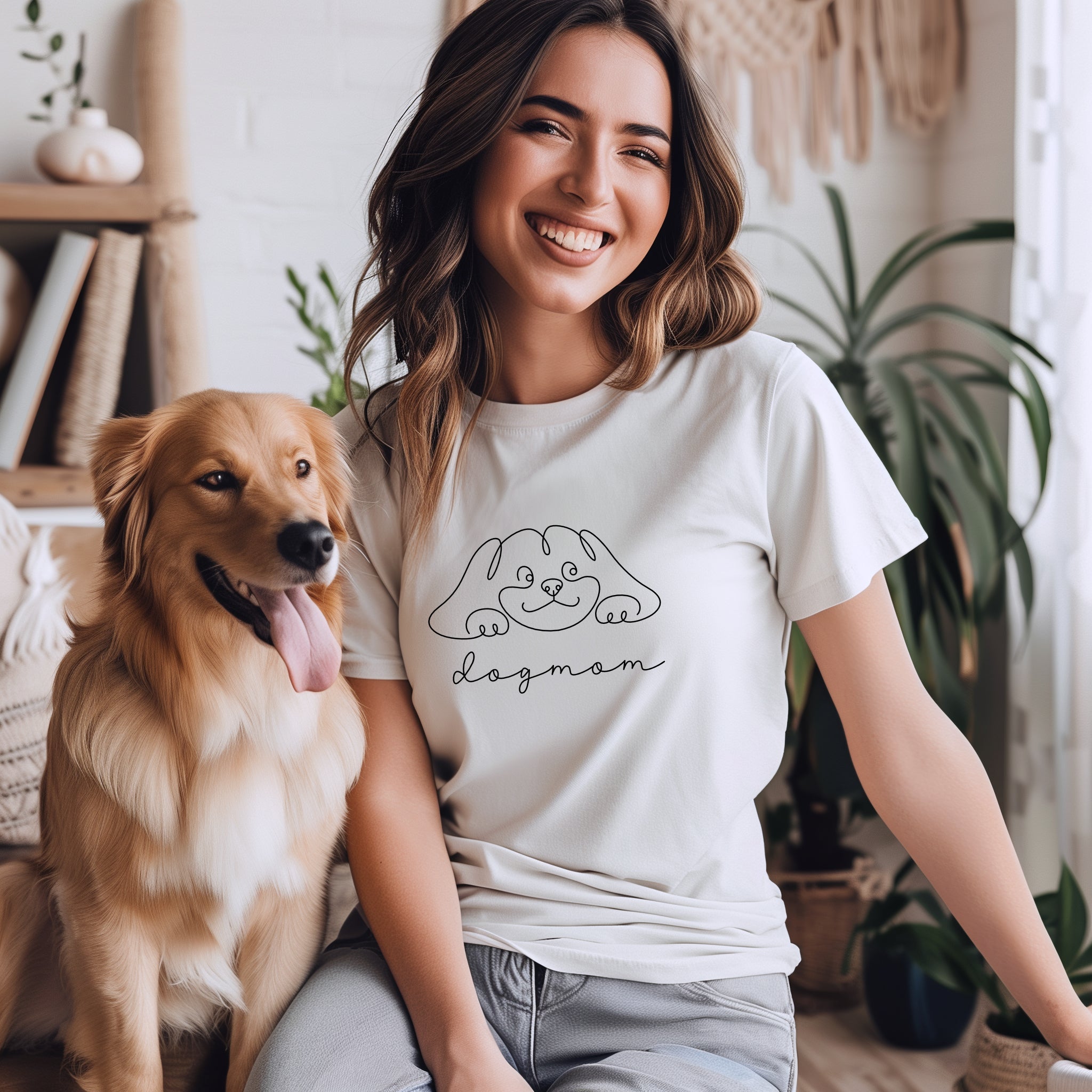 Dog Mom Cotton T-shirt (White)