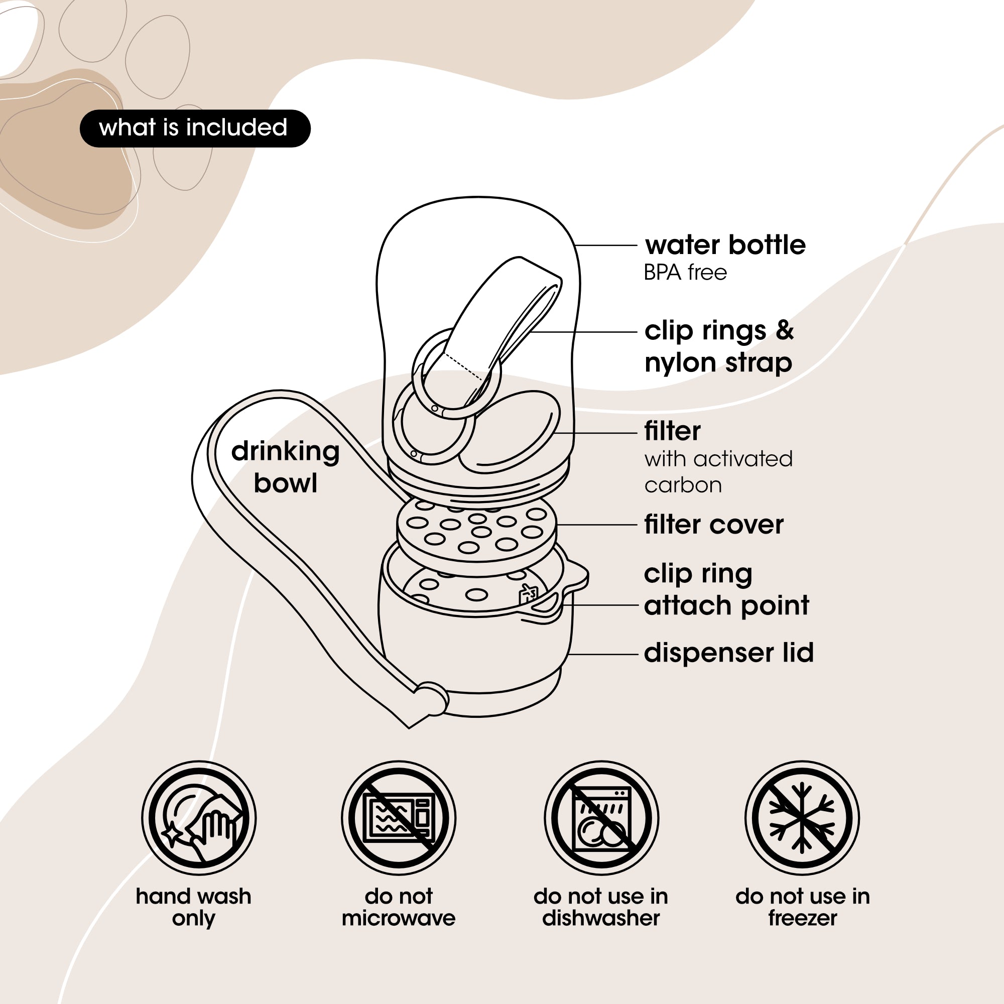 Foldable Pet Water Bottle 10oz